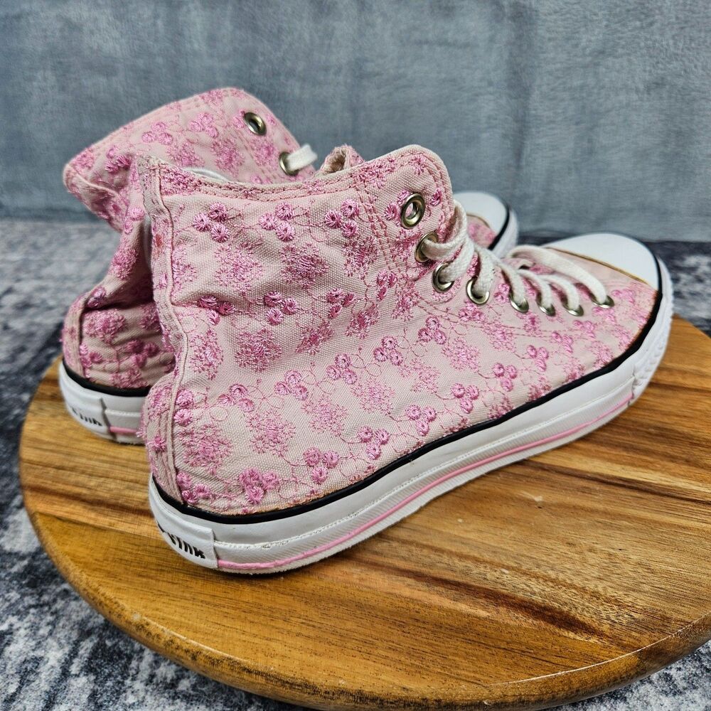 Converse Chuck Taylor All Star High Top Pink Floral White Sneakers Womens 10 - Picture 2 of 12